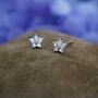 Tiny Forget Me Not Flower Cz Stud Earrings, thumbnail 4 of 12
