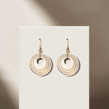 Cream And Pearlescent Taupe Stripey Circular Earrings, 3 of 6