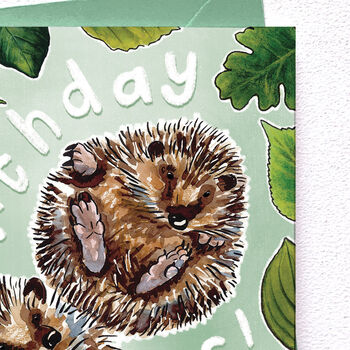 Hedgehog Birthday Card, 3 of 5