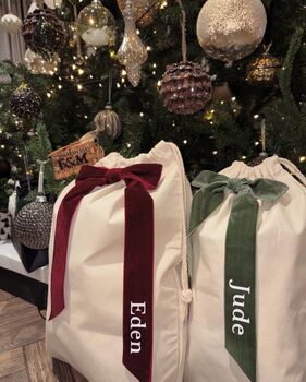 Personalised Velvet Bow Gift Sack, 9 of 12