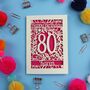 Personalised 80th Birthday Card Papercut Flower Design, thumbnail 5 of 9