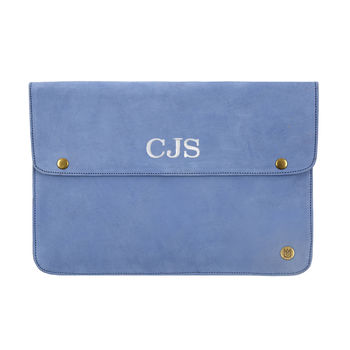 Personalised Blue Leather Oslo Macbook Sleeve/Case, 2 of 5