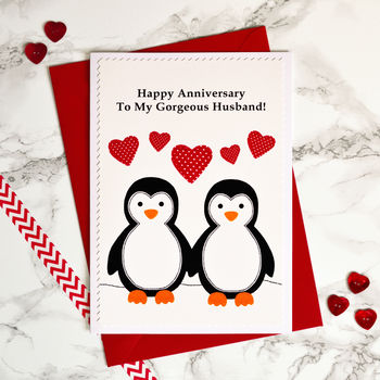 'Penguins' Personalised Anniversary Card, 3 of 3