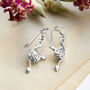 Sterling Silver Twin Tails Dangly Earrings, thumbnail 2 of 3