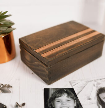 Personalised Wooden Anniversary Cufflink/Trinket Box, 3 of 9