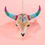 Jewelled Glass Cow Head Christmas Tree Decoration, thumbnail 1 of 3