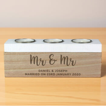 Personalised Free Text Triple Tea Light Box Tealight Holder, 9 of 10