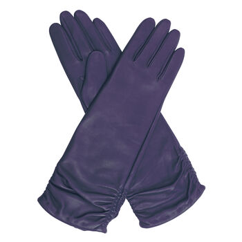 Audrey. Women's Ruched Long Leather Gloves, 10 of 12