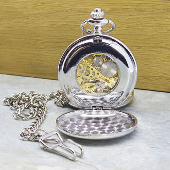 Personalised Heritage Dual Side Pocket Watch In Silver, 7 of 12