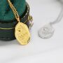 Rose Flower Oval Pendant Necklace In Sterling Silver, thumbnail 1 of 9