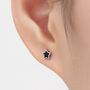 Tiny Black Enamel Star Stud Earrings In Sterling Silver, thumbnail 1 of 11