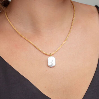 Shinju Gold Square Real Baroque Pearl Necklace, 2 of 5