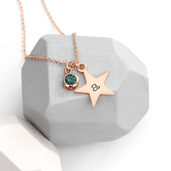 Personalised Rose Gold Star Birthstone Crystal Necklace, 10 of 12