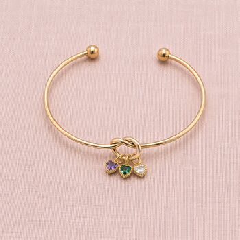 Friendship Knot Bangle With Birthstone Hearts, 2 of 9
