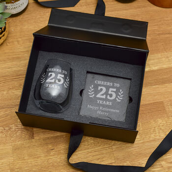 Gift Boxed Retirement Cheers Glass And Coaster Set, 3 of 4