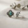 Oxidised Silver Labradorite Clover Stud Earrings, thumbnail 2 of 3