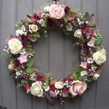 Spring Summer Wedding Rosy Posy Decorative Wreath, 2 of 12