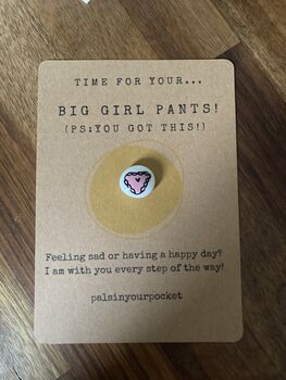 Big Girl Pants Of Positivity Hand Painted Pebble And Kraft Card, 2 of 2
