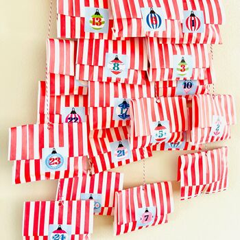 Christmas Bauble Advent Calendar Stickers And Bags, 6 of 6