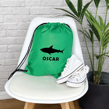 Kids Personalised Shark Drawstring Bag, 5 of 7