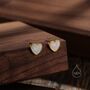 Sterling Silver Lab Opal Heart Stud Earrings, thumbnail 3 of 12