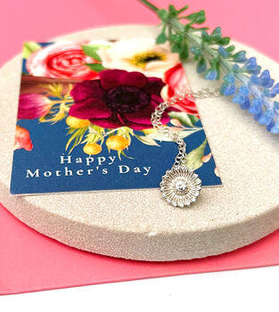 Mother's Day Sterling Silver Mini Sunflower Necklace, 2 of 12