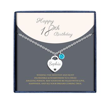 Personalised Birthday Heart Necklace With Birthstone Engrave Symbol, 3 of 11