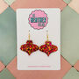 Pink And Gold 90's Christmas Bauble Resin Earrings, thumbnail 1 of 4