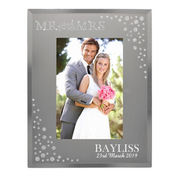 Personalised Mr And Mrs 4x6 Diamante Glass Photo Frame, 3 of 5