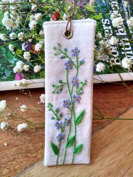 Forget Me Not Hand Embroidered Bookmark, 7 of 9