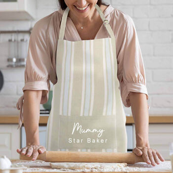 Millstone Blue Personalised Apron And Oven Glove Gift, 3 of 8