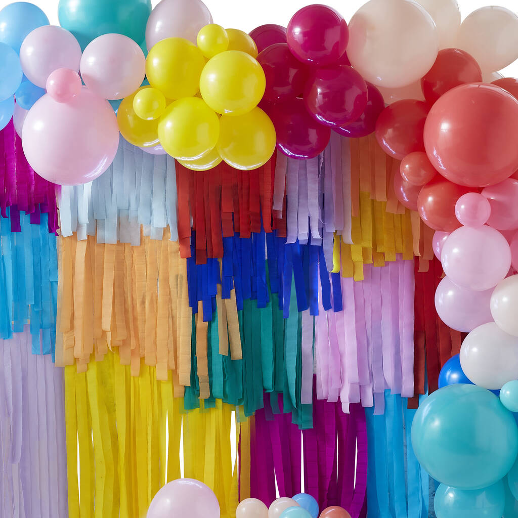 Balloon And Streamer Rainbow Party Backdrop By Ginger Ray