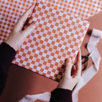 Terracotta And Pink Checkerboard Gift Wrap – Wrapping Paper For Birthdays, Weddings, Anniversaries, Baby Showers And Christmas, 5 of 8