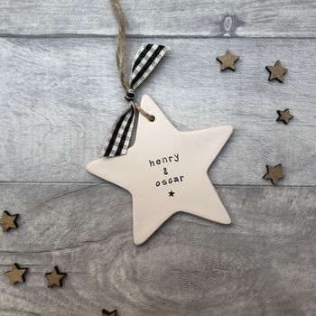 Children's Names Ceramic Father's Day Hanging Star, 5 of 5