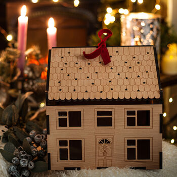 Personalised Christmas Eve Box Wooden House, 11 of 12