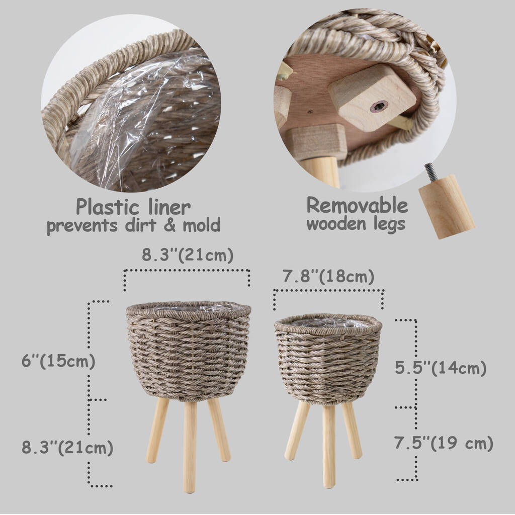Wicker Planter Basket For Indoor And Outdoor White By MadeTerra