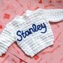 Hand Embroidered Personalised Baby Name Cardigan, thumbnail 1 of 8