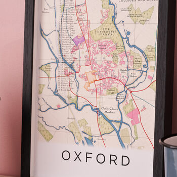 Framed And Personalised Oxford University Map Print, 2 of 5