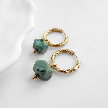Waterproof African Turquoise Hoops, 2 of 5
