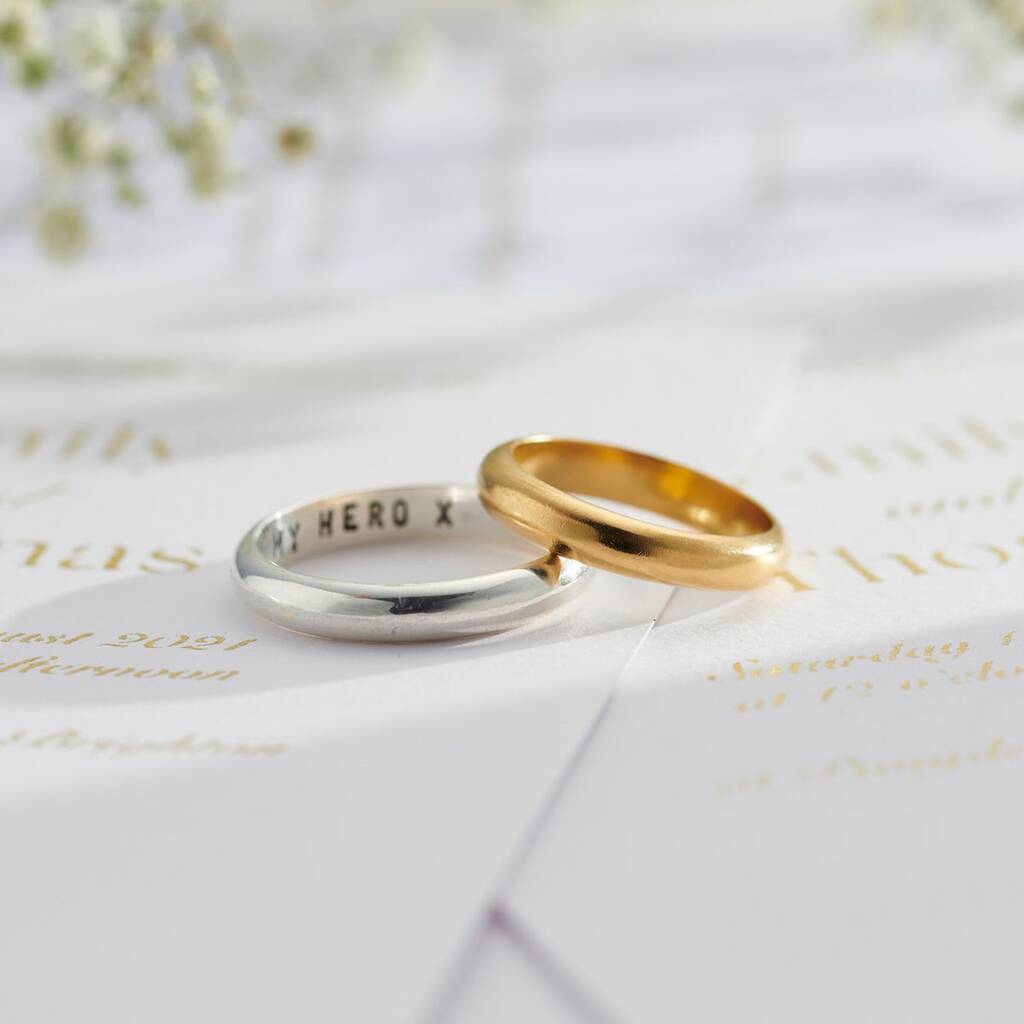 Personalised 9ct Gold Script Men's Wedding Ring, 1 of 6