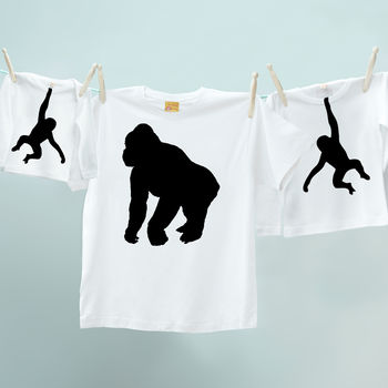 Matching Gorilla / Monkey Twinning Tshirt Tops, 3 of 3