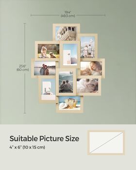 10 Photos Frame Collage Wooden Wall Mounted, 2 of 8