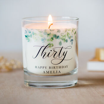Eucalyptus Themed 30th Birthday Personalised Candle, 3 of 4
