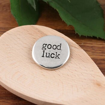 Good Luck Pewter Pocket Pebble Message Token, 2 of 9