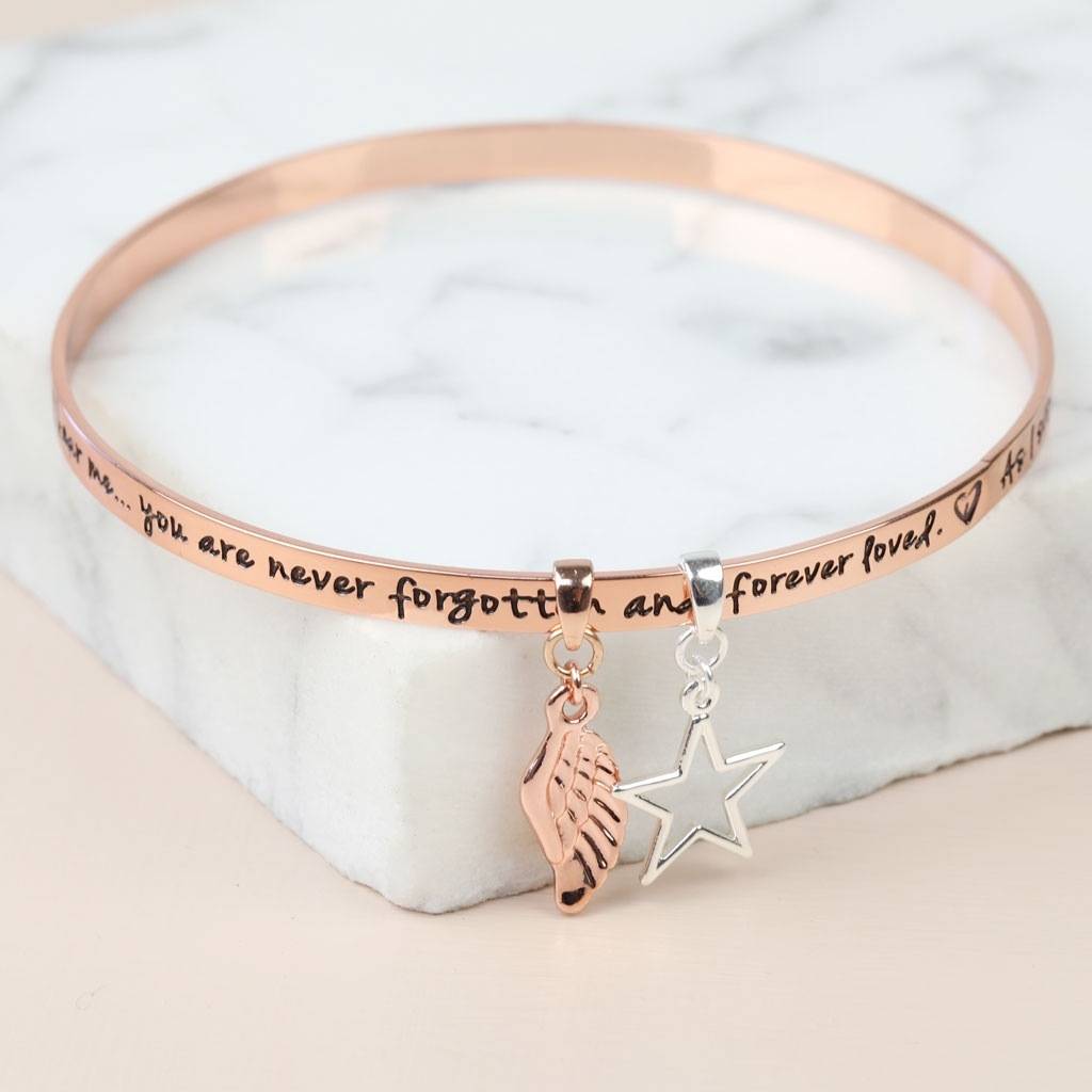'Never Forgotten' Meaningful Quote Bangle By Lisa Angel ...