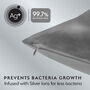 Silver Cloud Charcoal Satin Pillowcase With Silver Ions, thumbnail 3 of 8