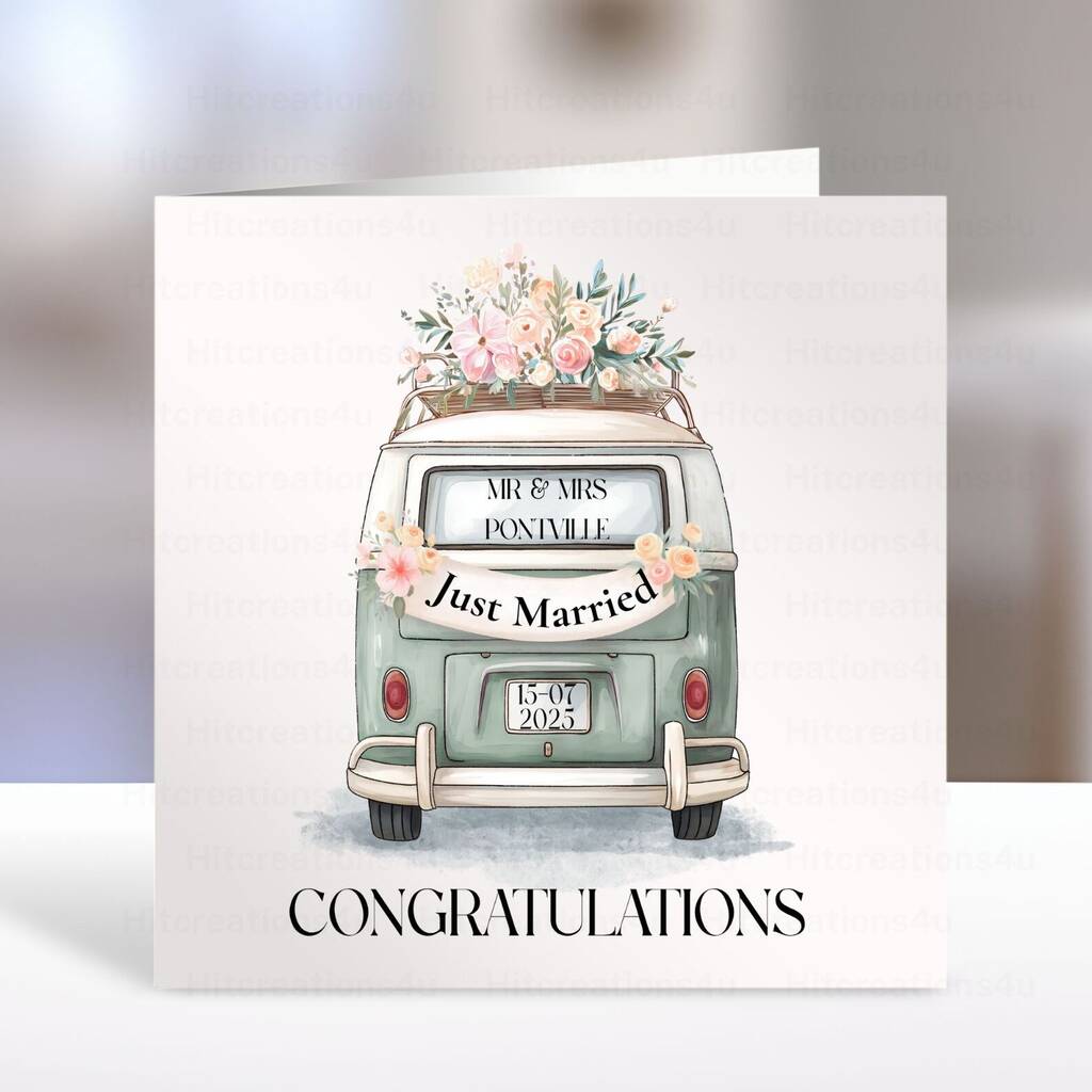 Camper Van Wedding Card Personalised, 1 of 5