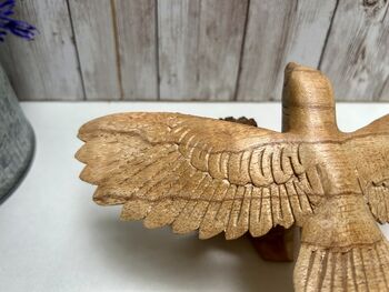 Hand Carved Wooden Soaring Eagle Sculpture Ornament, 9 of 12