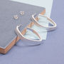 Silver Polygon Earrings With Rose Gold Plating, thumbnail 3 of 4