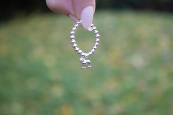 Sterling Silver Ball Bead Ring With Mini French Bulldog, 5 of 8